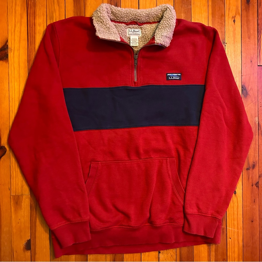 Vintage L.L. Bean Sherpa Lined Quarter Zip Sweatshirt Pullover
